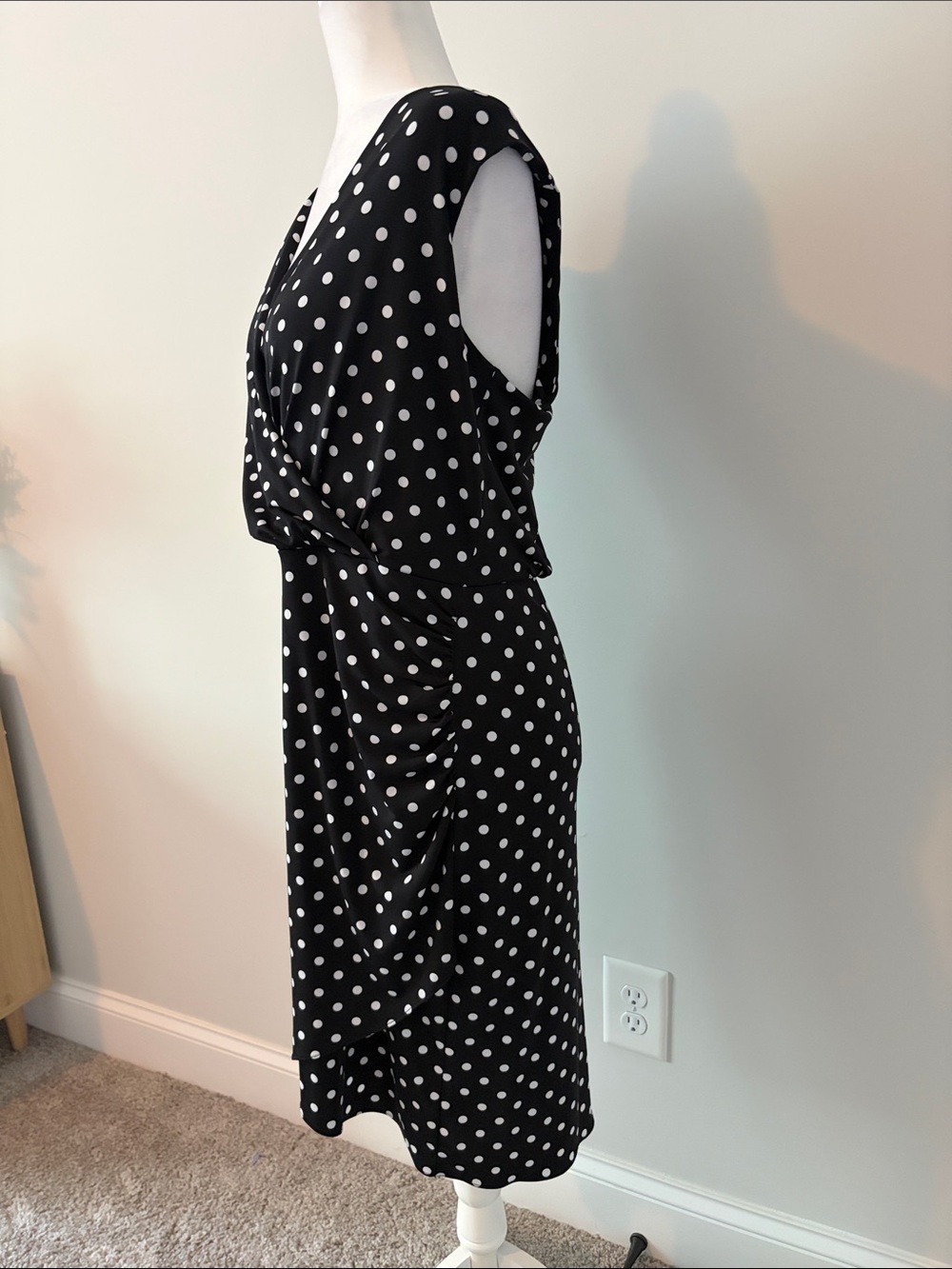 The Limited Black & White Polka Dot Faux Wrap Dress - Picture 2 of 4